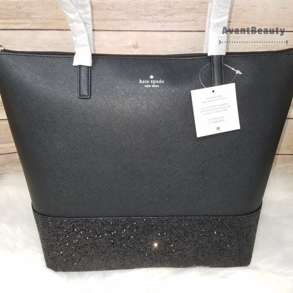 Kate Spade Penny Greta Court Black Glitter Tote - Picture 11 of 13